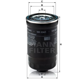 FILTRO PETROLEO MANN FILTER WK 824/1 OEM 31945-45700 (GOMA REDONDA)