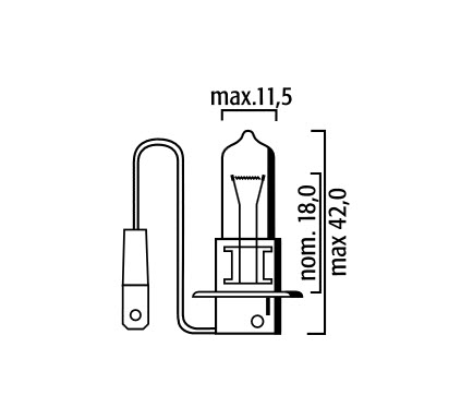 FLOSSER - AMPOLLETA HALOGENA H3 / 12V 55W / C/CHICOTE / BASE PK22s / H3 / OEM: 3320 - Imagen 2