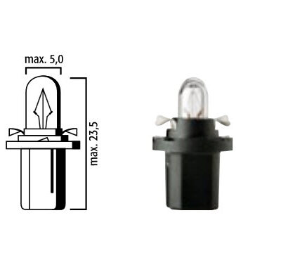 FLOSSER - AMPOLLETA 12V 1,2W / COLA PESCADO / CON SOQUETE PLASTICO NEGRO / BASE B8,5d / 5,0X23,5 / OEM: 419101