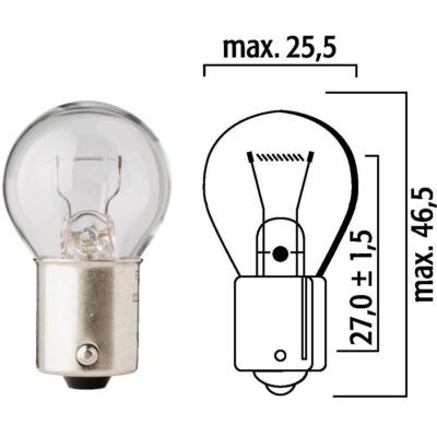 FLOSSER - AMPOLLETA 12V 18W / 1 CONTACTO / BASE BA15s / 93 / 25,5X46,5 / OEM: 4671
