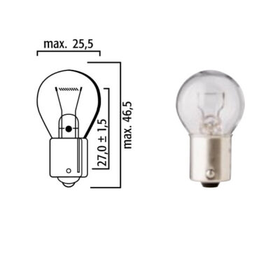 FLOSSER - AMPOLLETA 12V 15W / BASE BA15s / 1 CONTACTO / MODELO 93 / OEM: 5671