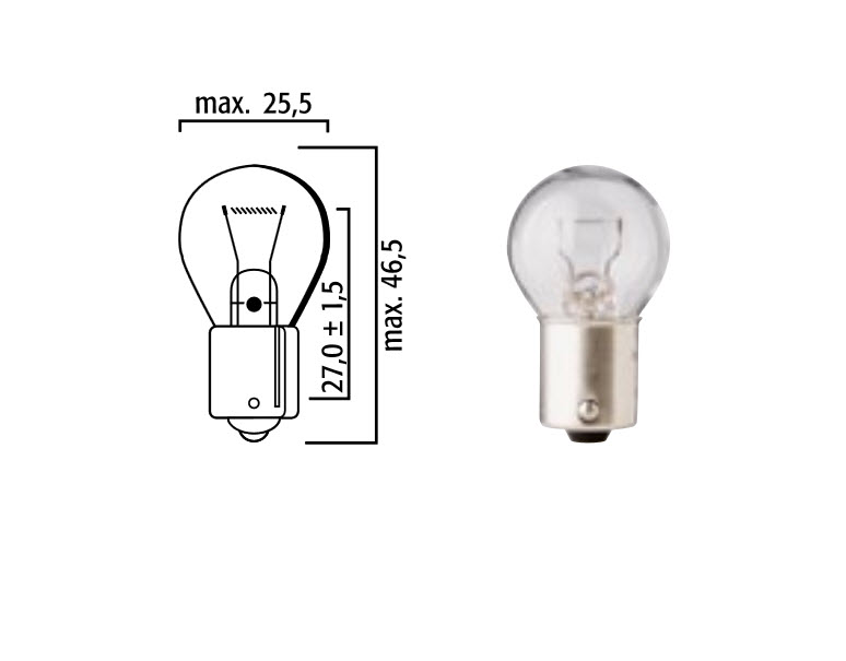 FLOSSER - AMPOLLETA 12V 15W / BASE BA15s / 1 CONTACTO / MODELO 93 / OEM: 5671
