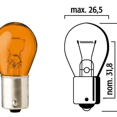 FLOSSER - AMPOLLETA 12V 21W / 1 CONTACTO / AMBAR / BASE BAU15s / PY21W AMBAR / OEM: 667107