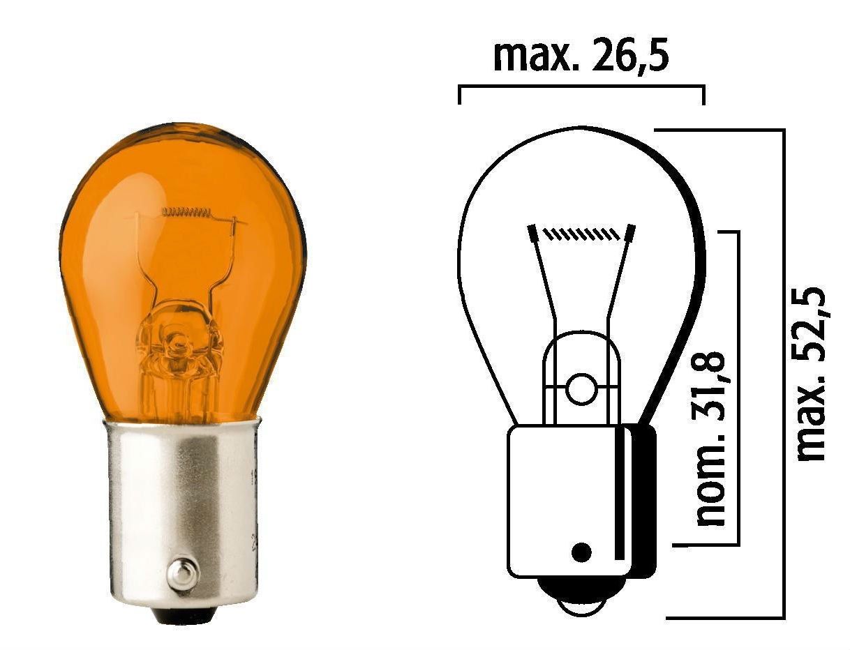 FLOSSER - AMPOLLETA 12V 21W / 1 CONTACTO / AMBAR / BASE BAU15s / PY21W AMBAR / OEM: 667107
