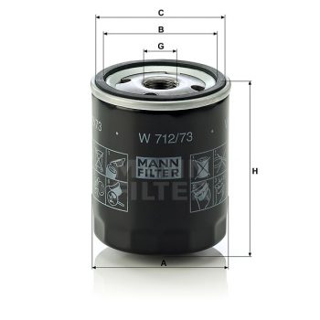 FILTRO ACEITE MANN FILTER W 712/73 LONG LIFE EQUIVALENTE W 712/19